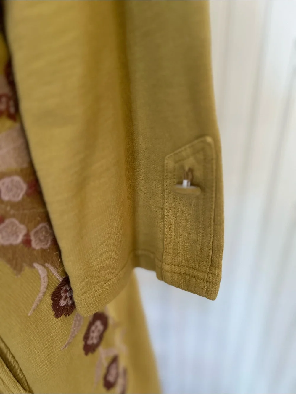 XCVI Embroidered Cotton Jacket Cardigan Large Olive Green Boho